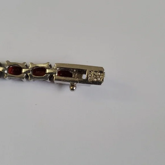 Sterling Silver 925 Deep Garnet Tennis Bracelet - Picture 3 of 10